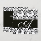 ZWARTE EN WITTE DAMASKMONOGRAM Chanpagne metallic Kaart (Voorkant / Achterkant)