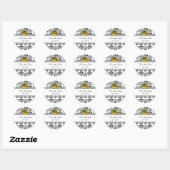 ZWARTE EN WITTE DAMASKMONOGRAM gele topaz Ronde Sticker (Vel)