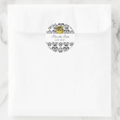 ZWARTE EN WITTE DAMASKMONOGRAM gele topaz Ronde Sticker (Tas)