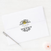 ZWARTE EN WITTE DAMASKMONOGRAM gele topaz Ronde Sticker (Envelop)