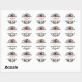 ZWARTE EN WITTE DAMASKMONOGRAM, ruby Ronde Sticker (Vel)