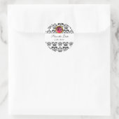 ZWARTE EN WITTE DAMASKMONOGRAM, ruby Ronde Sticker (Tas)
