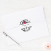 ZWARTE EN WITTE DAMASKMONOGRAM, ruby Ronde Sticker (Envelop)