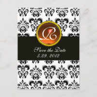 ZWARTE EN WITTE DAMASKSE Oranje geagatte monogram