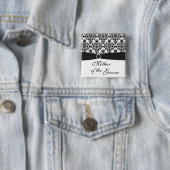 Zwarte en Witte Damasmoeder van de Groom Pin Vierkante Button 5,1 Cm (In situ)