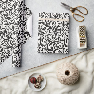 Zwarte en witte damast inpakpapier vintage