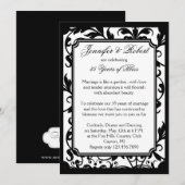 Zwarte en Witte Damast Jubileum Uitnodiging (Voorkant / Achterkant)