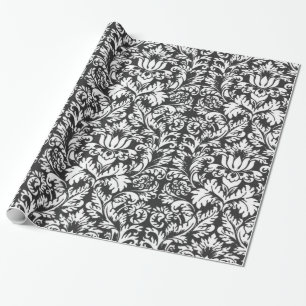 Zwarte en witte damasten kantbrokaat in vintage st cadeaupapier