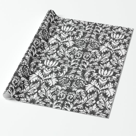 Zwarte en witte damasten kantbrokaat in vintage st cadeaupapier (Uitgerold)