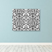 Zwarte en witte damasten kantbrokaat in vintage st canvas afdruk (Insitu (Houten vloer))