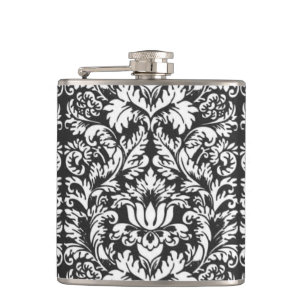 Zwarte en witte damasten kantbrokaat in vintage st heupfles