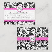 Zwarte en witte Damasvlies met roze sierstrip Visitekaartje (Voorkant / Achterkant)