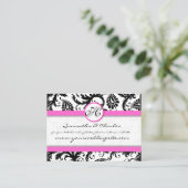 Zwarte en witte Damasvlies met roze sierstrip Visitekaartje (Staand voorkant)