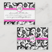 Zwarte en witte Damasvlies met roze sierstrip Visitekaartje (Voorkant / Achterkant)
