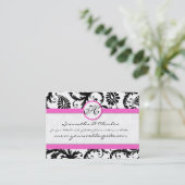 Zwarte en witte Damasvlies met roze sierstrip Visitekaartje (Staand voorkant)