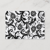 Zwarte en witte Damasvlies met roze sierstrip Visitekaartje (Achterkant)