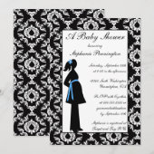 Zwarte en witte damesjongen doucheuitnodiging kaart (Voorkant / Achterkant)