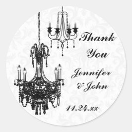 Zwarte en witte dameskhandeliers Wedding Favor Ronde Sticker