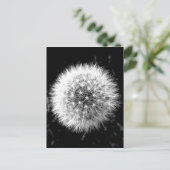 Zwarte en witte dandelion briefkaart (Staand voorkant)
