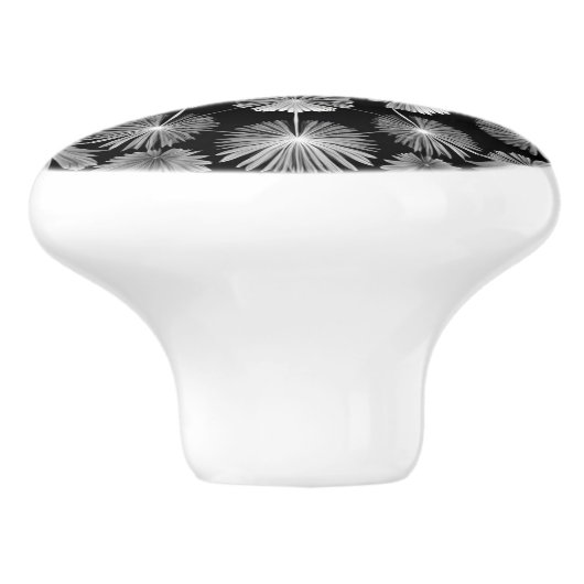 Zwarte en witte dandelion keramische knop (Zijkant)