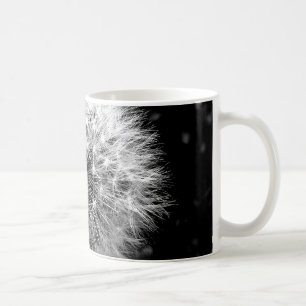 Zwarte en witte dandelion koffiemok