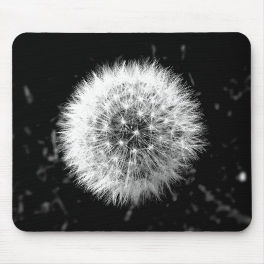 Zwarte en witte dandelion muismat (Voorkant)