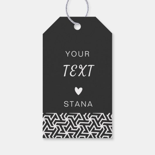 zwarte en witte dank cadeaulabel (Achterkant)