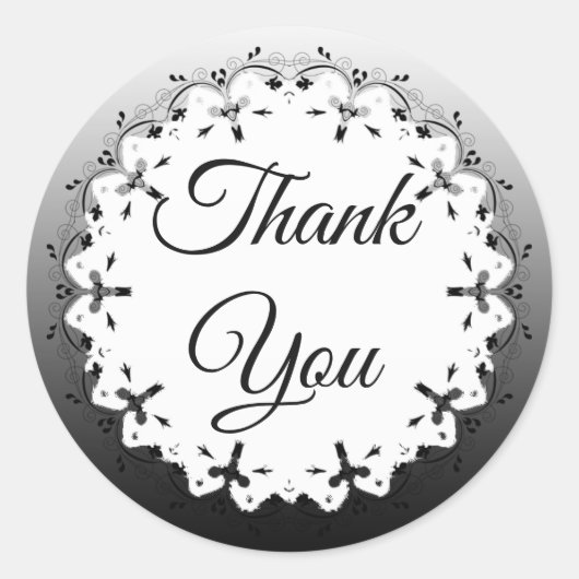Zwarte en Witte Dank U Stickers (Voorkant)