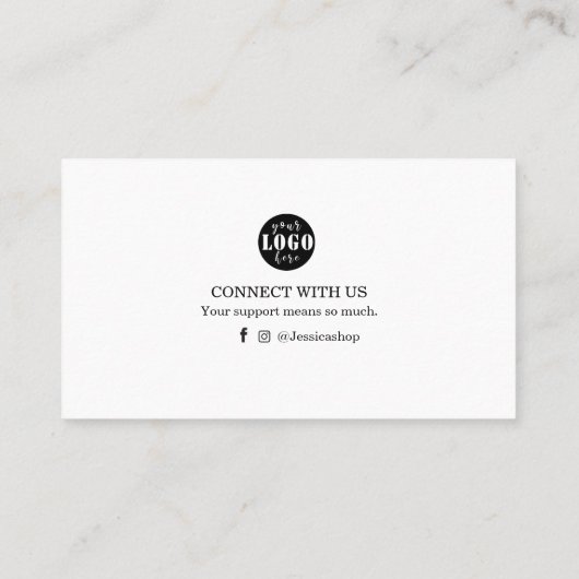 Zwarte en Witte dank voor uw kaart voor bestelverp Visitekaartje (Achterkant)