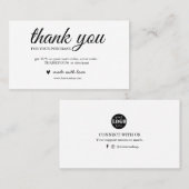 Zwarte en Witte dank voor uw kaart voor bestelverp Visitekaartje (Voorkant / Achterkant)