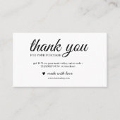 Zwarte en Witte dank voor uw kaart voor bestelverp Visitekaartje (Voorkant)