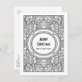 Zwarte en witte deco Merry kerst Briefkaart (Voorkant / Achterkant)