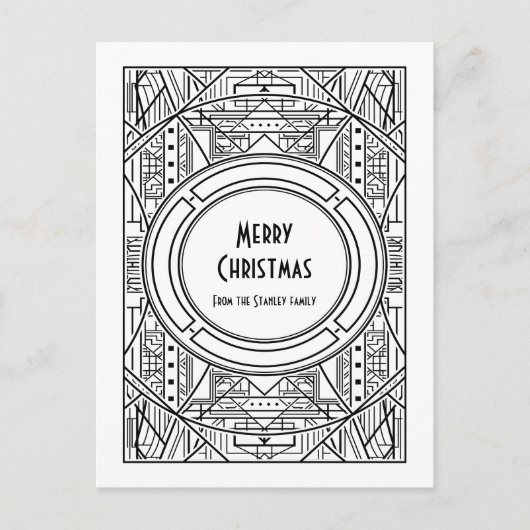 Zwarte en witte deco Merry kerst Briefkaart (Voorkant)
