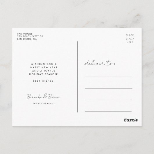 Zwarte en witte deco Merry kerst Briefkaart (Achterkant)