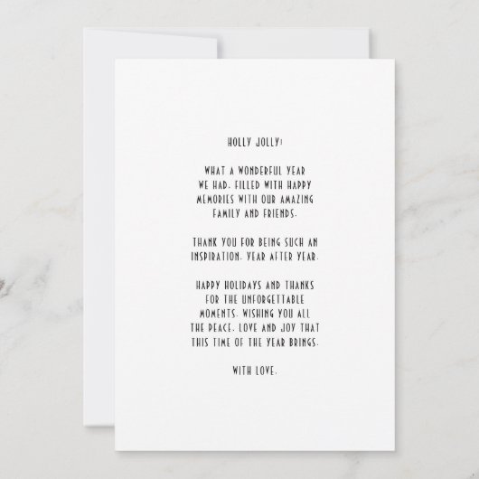 Zwarte en witte deco Merry kerst Feestdagenkaart (Achterkant)