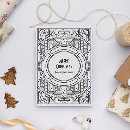 Zwarte en witte deco Merry kerst Feestdagenkaart