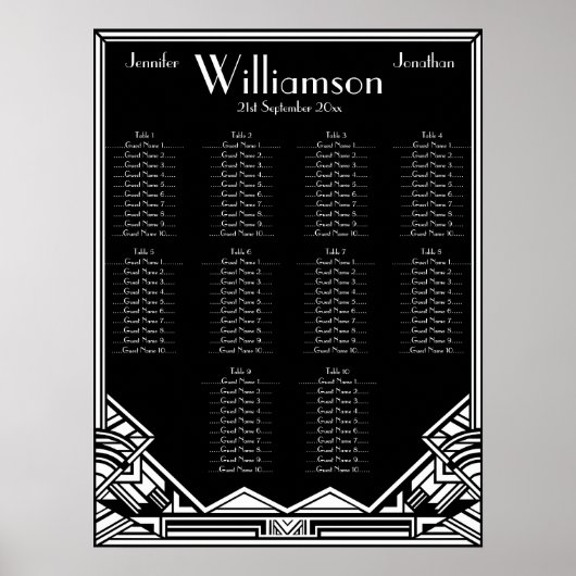 Zwarte en witte deco-weddenschappen poster (Voorkant)
