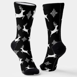 Zwarte en witte deers en Snowflakes kerstpatronen Sokken