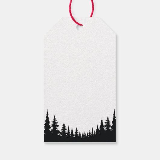 Zwarte en witte dennenbomen Winter Wedding Cadeaulabel (Achterkant)