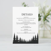 Zwarte en witte dennenbomen Winter Wedding Informatiekaartje (Staand voorkant)