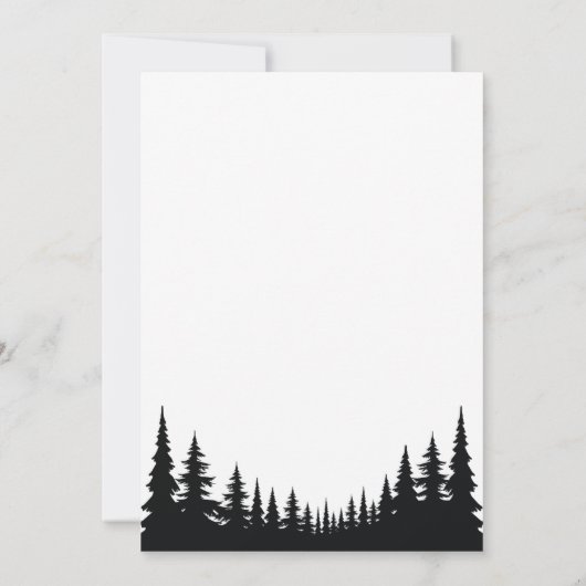 Zwarte en witte dennenbomen Winter Wedding Kaart (Achterkant)