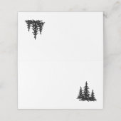 Zwarte en witte dennenbomen Winter Wedding Plaatskaartje (Buitenkant ongevouwen)