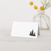 Zwarte en witte dennenbomen Winter Wedding Plaatskaartje (Achterkant)
