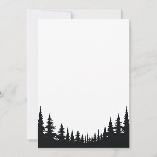 Zwarte en witte dennenbomen Winter Wedding Save The Date (Achterkant)