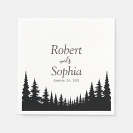 Zwarte en witte dennenbomen Winter Wedding Servet