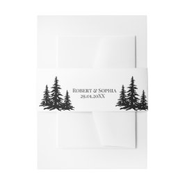 Zwarte en witte dennenbomen Winter Wedding Uitnodigingen Wikkel
