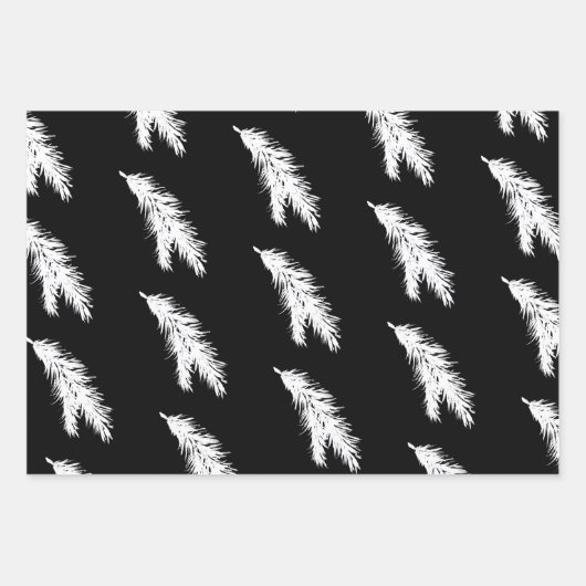Zwarte en witte dennensparrentakken inpakpapier vel (Voorkant 2)