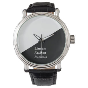Zwarte en witte diagonale lijn horloge