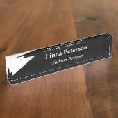 Zwarte en witte diagonale lijn naambordje (Zijkant)