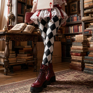 Zwarte en Witte Diamant Harlekijn Patroon Vintage Leggings